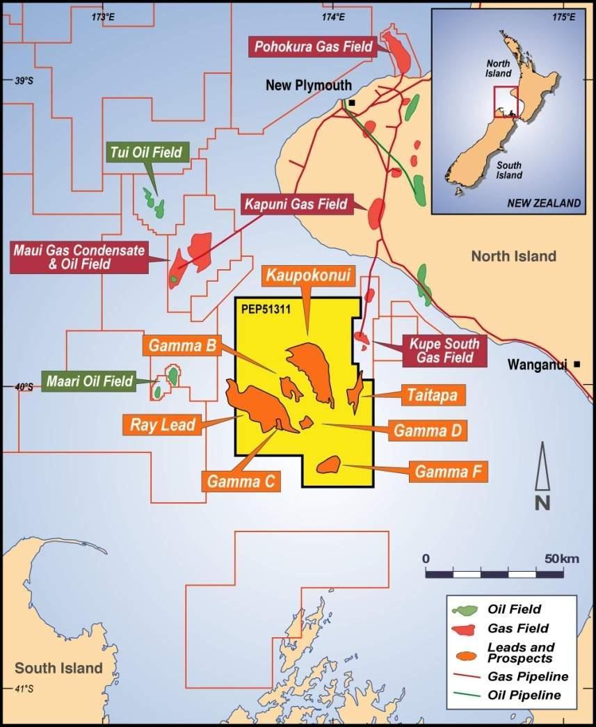 PEP 51311 New Zealand PEP 51311 Kakapo Prospect (formerly Kaupokonui) - Raisama 10% equity New Zealand Oil & Gas (90% & Operator) Kakapo prospect - Potential to spud 2H 2012 - Targeting 378 MMbbl oil