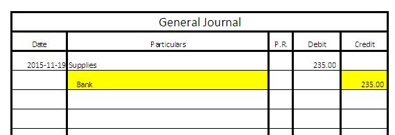 Four (4) Steps in Recording a Journal Entry: Step 3: Credits Enter the names of the accounts to be credited at