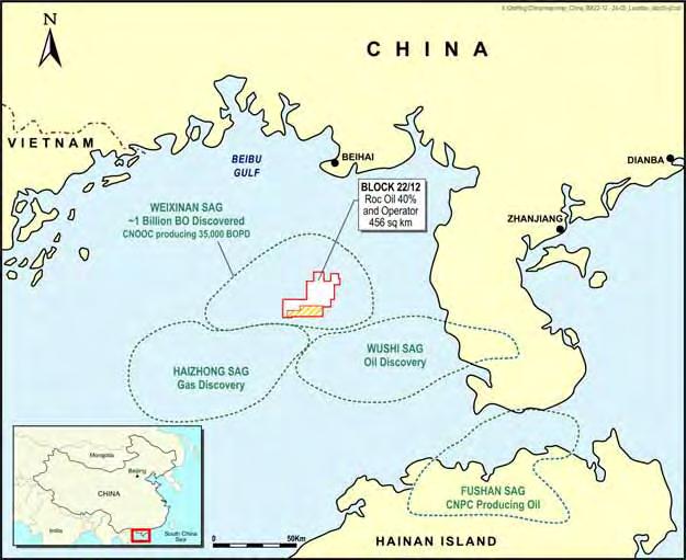 PRE-DEVELOPMENT - CHINA WEI 12-8 WEST This field, in Block 22/12, Beibu Gulf, is currently subject to development discussions with the