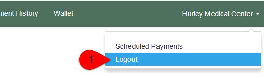 To Logout from the epayment site click the Municipality name and