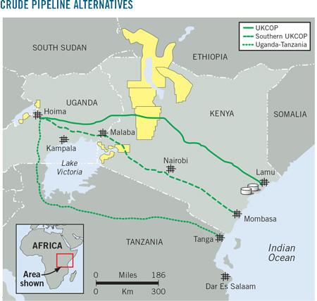 However, newspaper reports in 2013 indicated that Uganda and the oil companies had expressed security concerns over the Northern Kenya LAPSETT route with some indications of a preference for the
