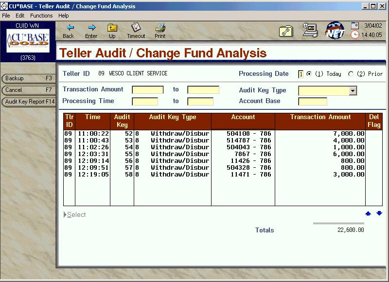Display only certain audit key types, or see a virtual receipt of just one member s audit key transactions.