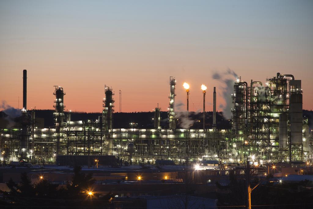 The Irving Oil refinery is photographed at sunset on in Saint John, New Brunswick, March 9, 2014.