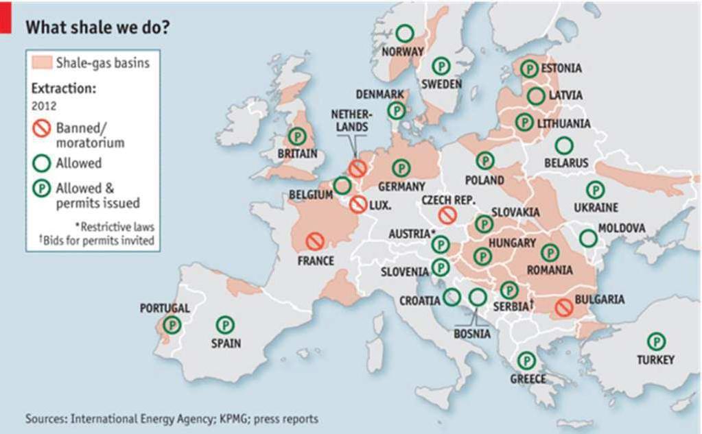 6 Rud.-geol.-naft. zb., Vol. 28, 2014. Slika 7. Figure 7. Different approaches regarding unconventional projects in Europe (The Economist 2.2.2013.) Izbjegavanje standardima.
