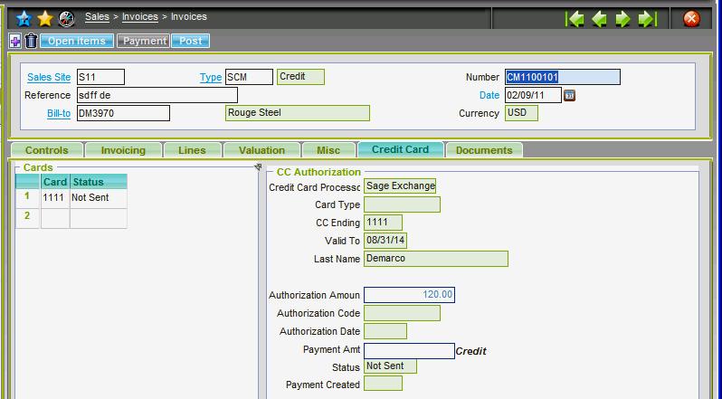 Click post to process the credit invoice in X3, as well as capture