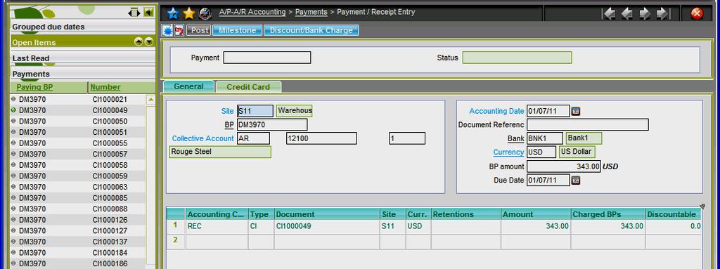 Accounts Receivable CC Payments Sage EPR X3 Credit Card V6 Sage Exchange Processing Open account invoices may be paid off in total or in part through a credit card payment using X3 and Sage Exchange.