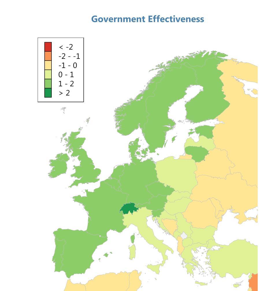 Government effectiveness not as strong as in Western Europe World Governance