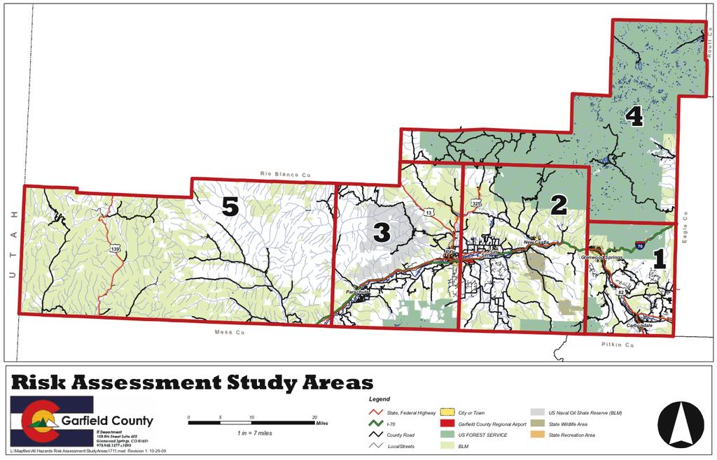 Garfield County NHMP: Hazard Identification and Risk Assessment Study Areas At Risk By Hazard Exhibit 3.3: Risk Assessment Matrix Exhibit 3.