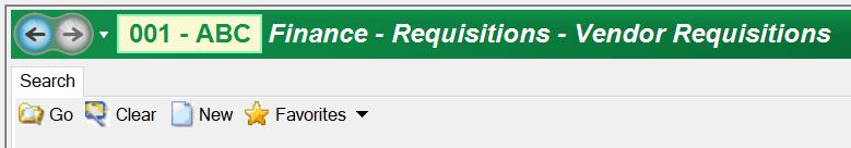 4. Create New Vendor Requisition Go to Finance Requisitions Vendor Requisitions Click New to create a new vendor requisition Enter