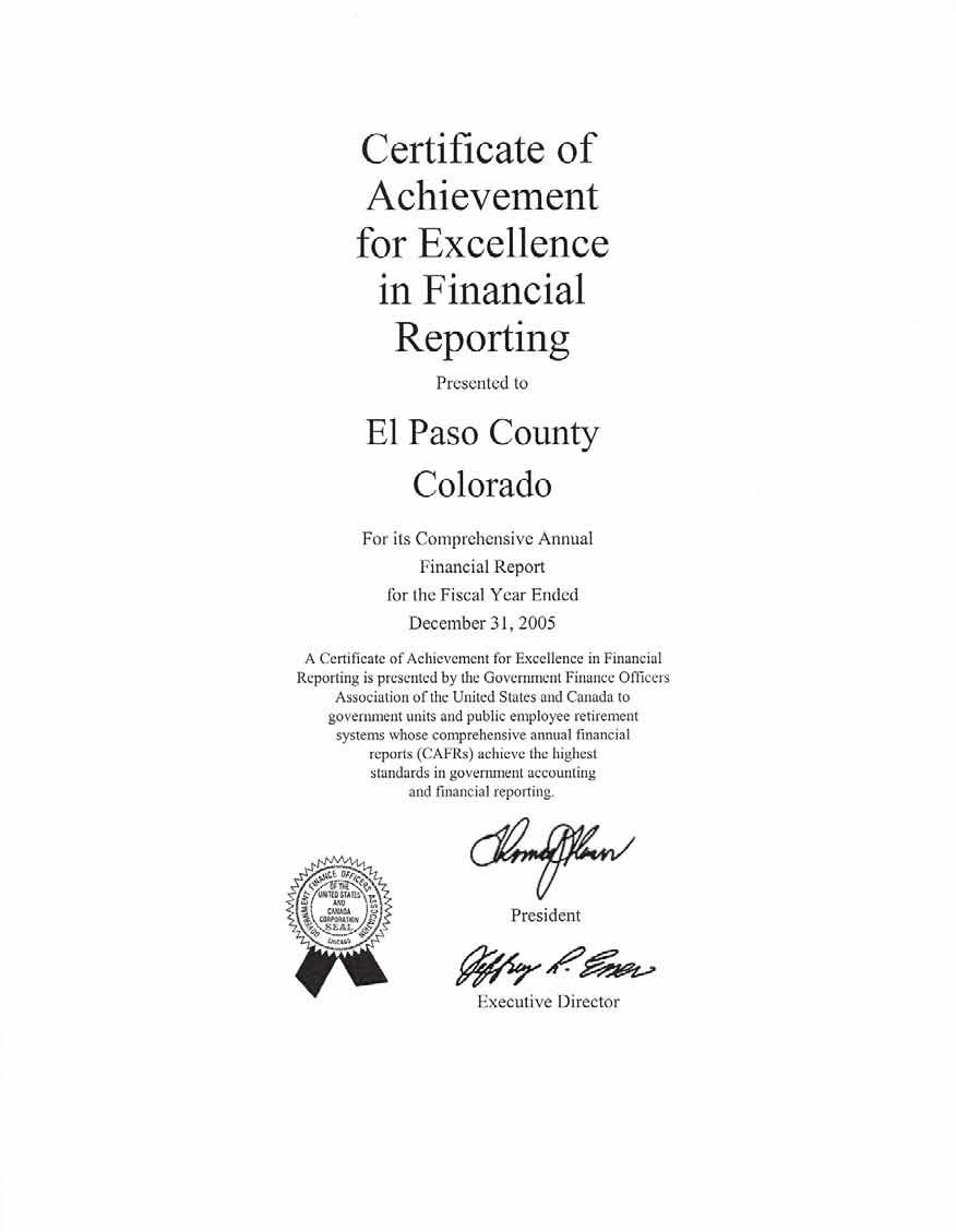 Awards and Acknowledgements County of El Paso Comprehensive
