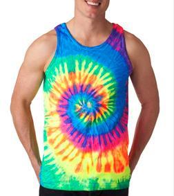 TIE-DYED TANK Pictured in Neon Rainbow 100% cotton S-3XL Logo B Item #8..$16.00 Size 2XL...base price + $2.