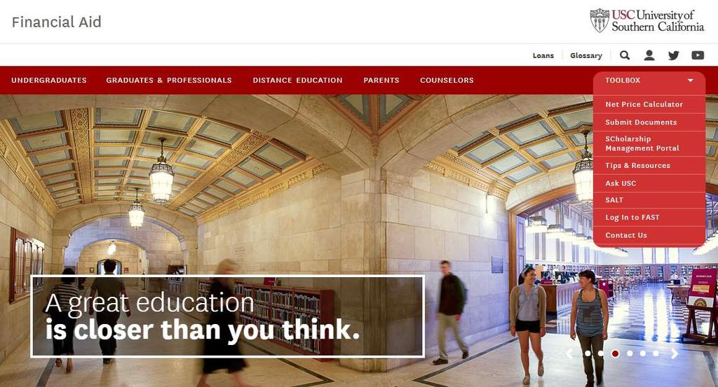 Student Loans Ask USC From the main Financial Aid webpage,