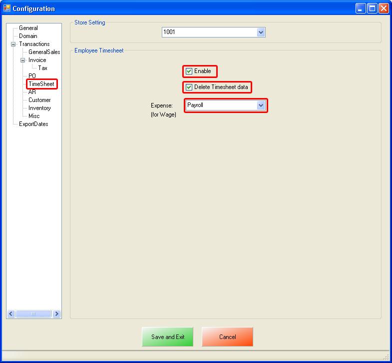 Account Setup In CRE/RPE and QuickBooks TimeSheet 1. On the right select your store id (e.g. 1001) under Store Setting. 2.