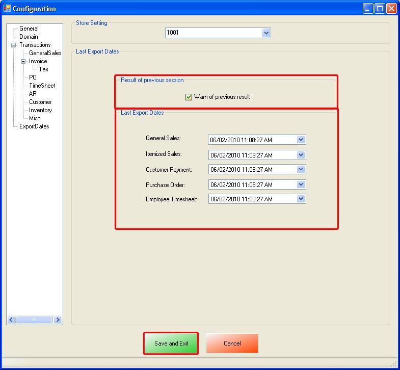 Account Setup In CRE/RPE and QuickBooks ExportDates 1. On the right select your store id (e.g. 1001) under Store Setting. 2.