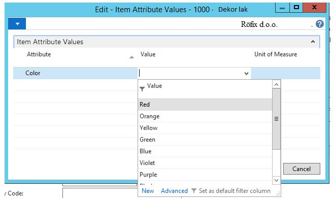 Slika 6. Praćenje atributa po bojama Izvor: Izrada autora Korisnici sada mogu koristiti i hijerarhiju u kategorizaciji artikala i dodjeljivati atribute po kategoriji.