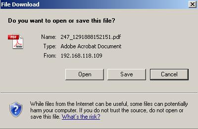 6.4. The system displays the File Download dialog box.