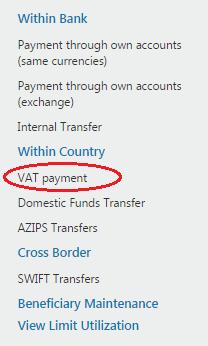 11. Make VAT payments (XOHKS) 11.1. This option allows you to initiate the VAT payment.