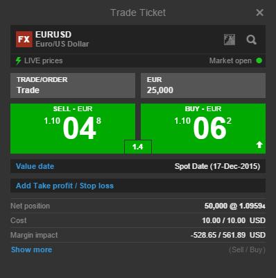 PLACING TRADES AND ORDERS Placing a Live trade To Trade an FX cross live tradable prices, select Trade from the Trade/Order selector.