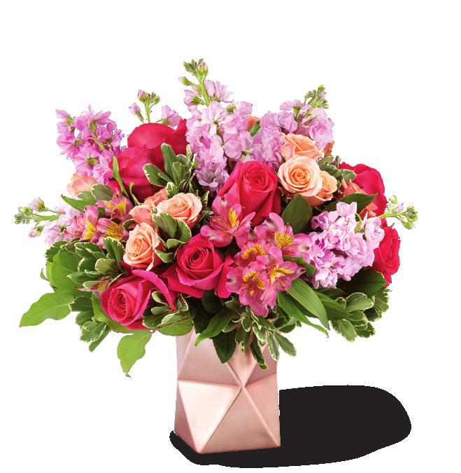 Sweetest Crush Bouquet 9-Vs 9-Vd 9-Vp Hot Pink 50 cm Roses 5 8 Pale Pink Stock stems 6 Pink