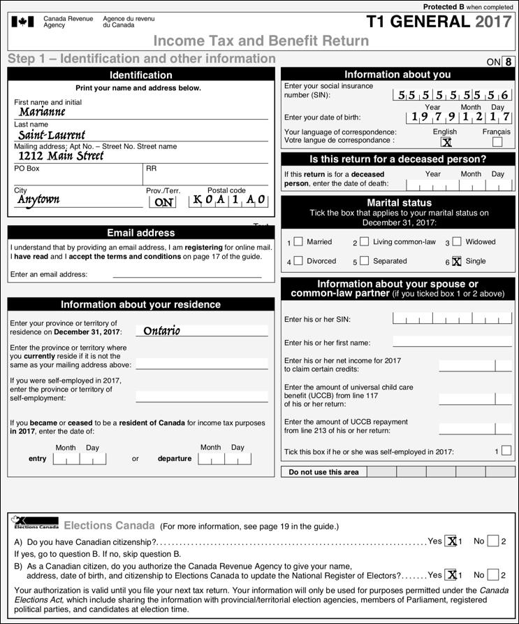 To manually prepare a T1, first obtain a copy of CRA s T1 General, Income Tax and Benefit Return. You can download a fillable PDF from CRA s website, or a hard copy from any Canada Post outlet.