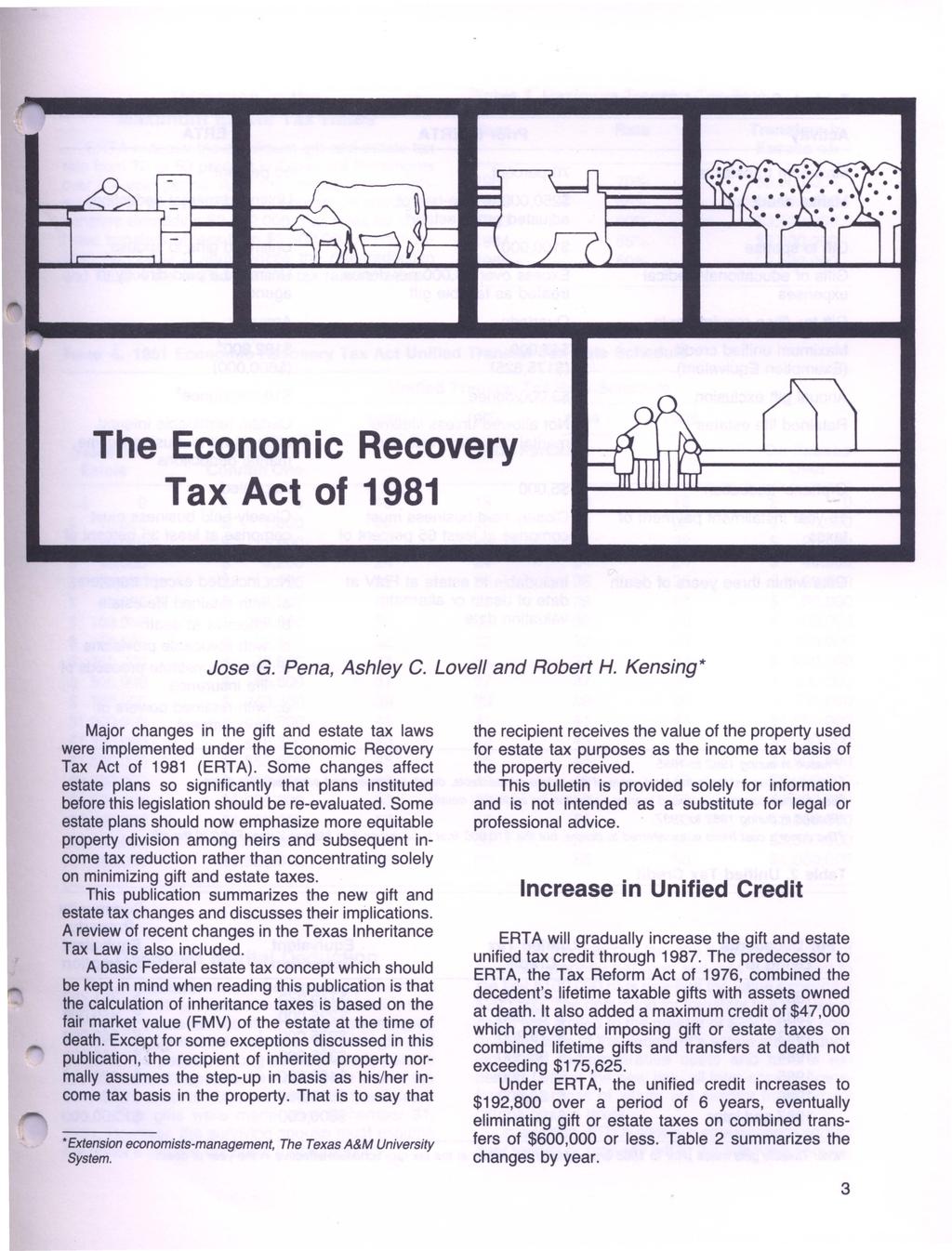 The Economic Recovery Tax Act of 1981 Jose G. Pena, Ashley C. Lovell and Robert H.