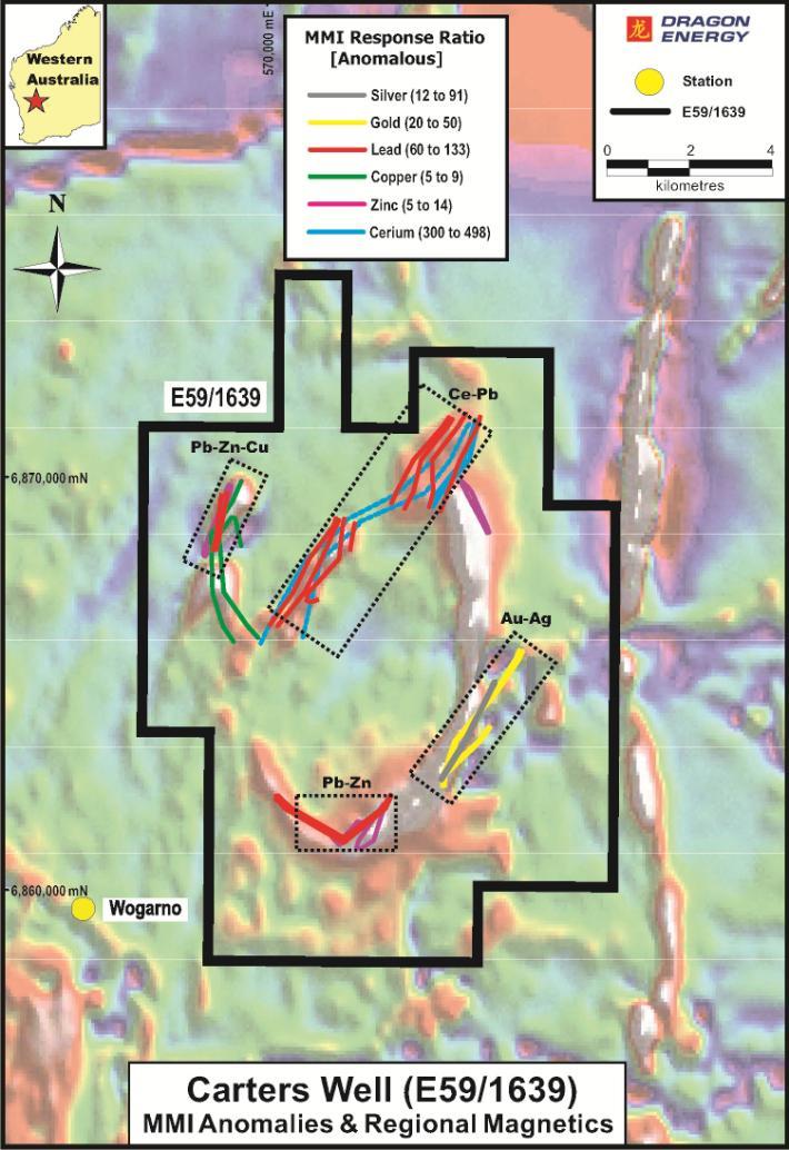 Exploration Carters Well Tenement E59/1639 Location 30km south of Mt Magnet gold mining district Area 142km 2 Targets Gold Status Completed MMI survey. Drilling planned.