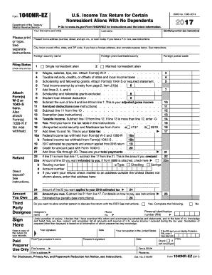 IRS forms 1040 NR and NR-EZ Form 1040NR-EZ U.S. Income Tax Return for Certain Nonresident