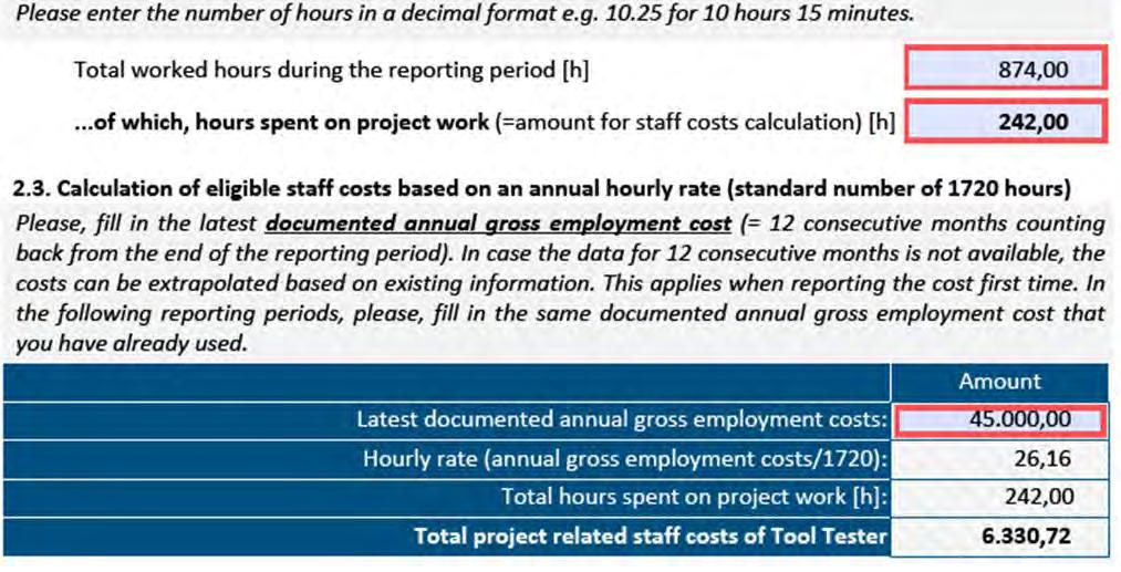 Staff cost tool: