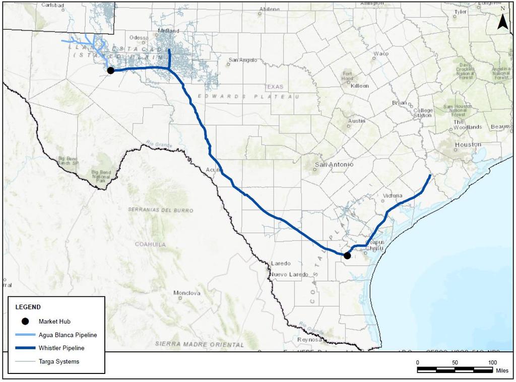 Strategic Residue Takeaway - Whistler PL Project Whistler Pipeline Proposed Route Delaware Basin Midland Basin Movements to Houston/Katy LNG Export Supply Exports to Mexico Proposed Project Overview: