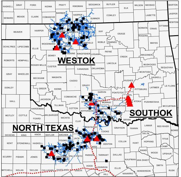 Inlet Volume (MMcf/d) Gross NGL Production (MBbl/d) Leading Oklahoma, NorthTX and SouthTX Positions Summary Footprint Four asset areas, which include 13,400 miles of pipe Over 2.