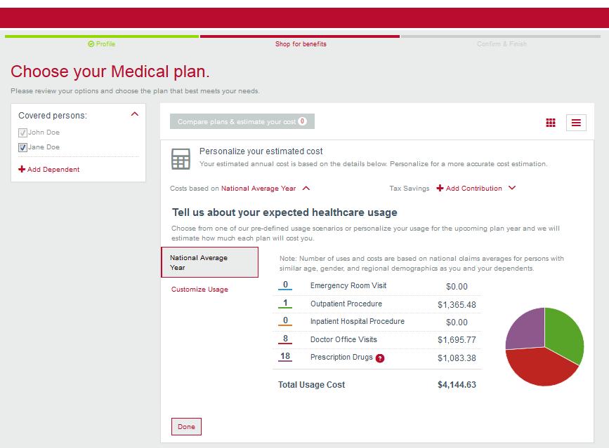 To help you estimate your expected healthcare usage and what that means based on the plan options, use this tool.