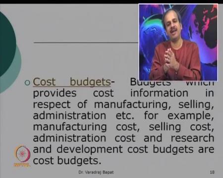 (Refer Slide Time: 03:38) Then there are cost budgets, physical budgets acts as a base using the physical budgets we try to estimate the cost. Let us say based on production budget.