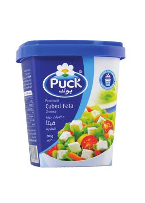 Puck Cubed White Feta We have extended our new Puck white cheese range with the launch of Puck Cubed Feta in Middle Eastern markets in March.