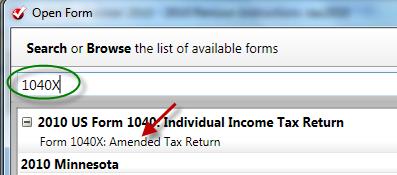 click on Form 1040X:Amended Tax Return 6.
