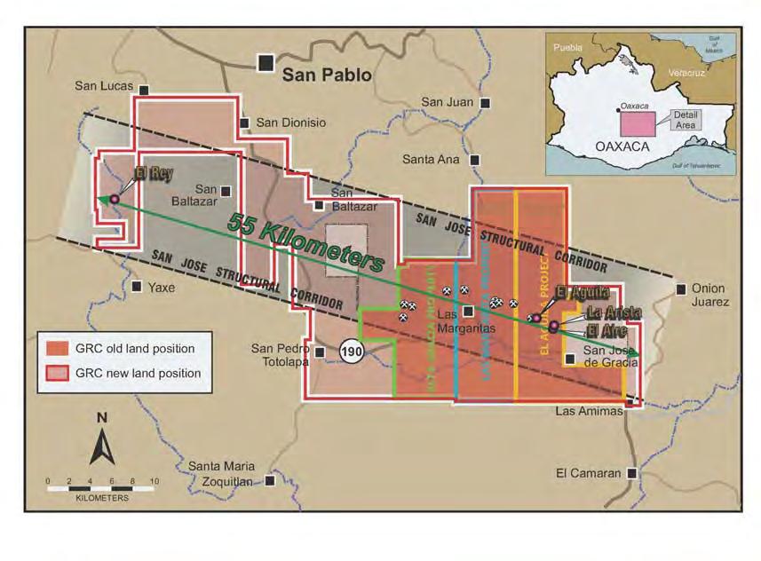 Large consolidated Land Position 48+ kilometer N70W structural corridor Mineralization at each end and along trend El Aguila Project deposits: La Arista Underground Metals: Au, Ag, Cu, Pb, Zn El