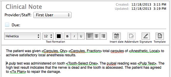 Note: You can insert multiple templates into each clinical note. d.