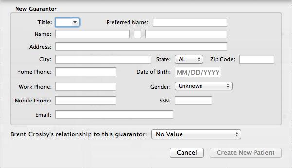4 Viive 5.2 Specify the guarantor s information, including date of birth and the patient s relationship to the guarantor, and then click Create New Patient.