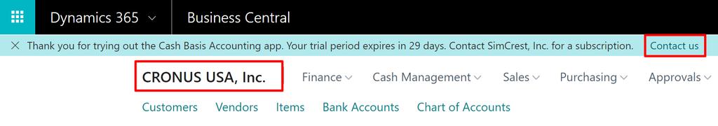 Trial Period and Activating/Renewing a Subscription When you have installed the Cash Basis App, it will automatically run for a trail period of 30 days.