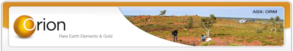 ORION METALS LIMITED (ASX: ORM) ACTIVITIES REPORT FOR QUARTER ENDING 28 th February 2018 EXPLORATION ACTIVITIES Expressions of interest in Orion Metals Tanami West Project from external parties