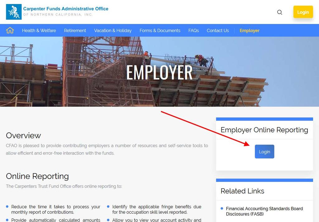 To login to online reporting system (ERSS), please visit the Employer portal of CFAO s website at: