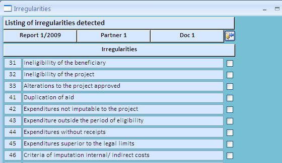 C.06 - THE PARTNER: SECTION 8 CONTROL OF THE PARTNER S ACTIVITIES The information is displayed according the following items: - The report number - The partner number - The reference of the document