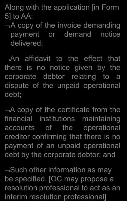 CORPORATE INSOLVENCY RESOLUTION PROCESS [by Operational Creditor]