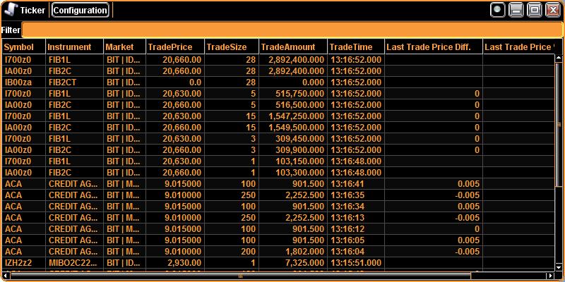 window table: at any time a system-defined maximum number of trades will be made available to the user.