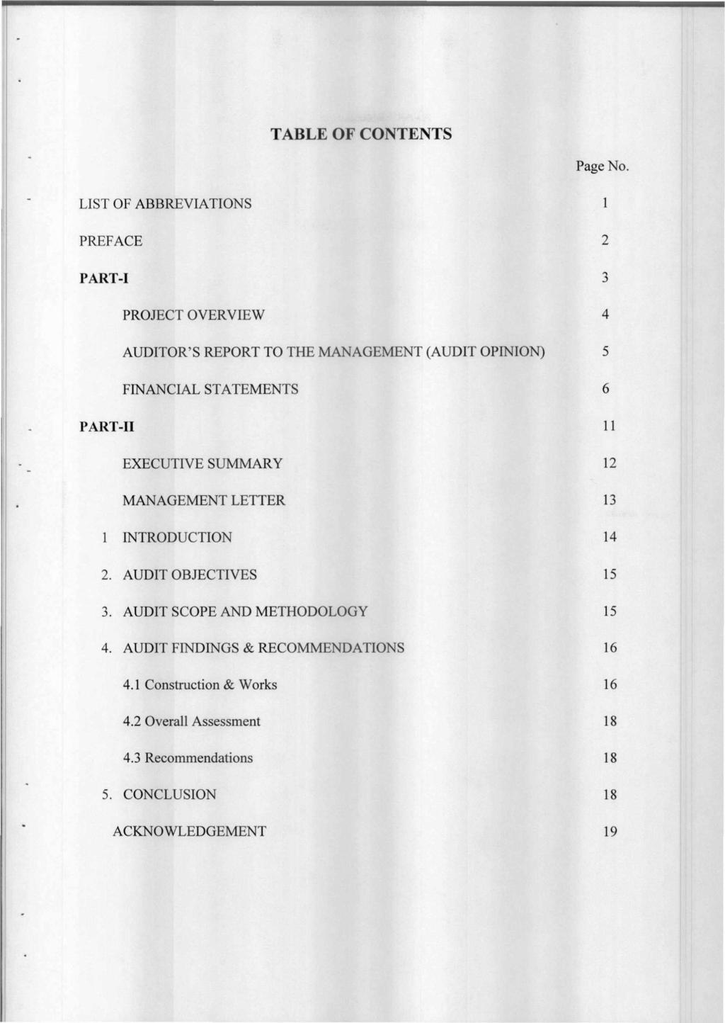 TABLE OF CONTENTS Page No.