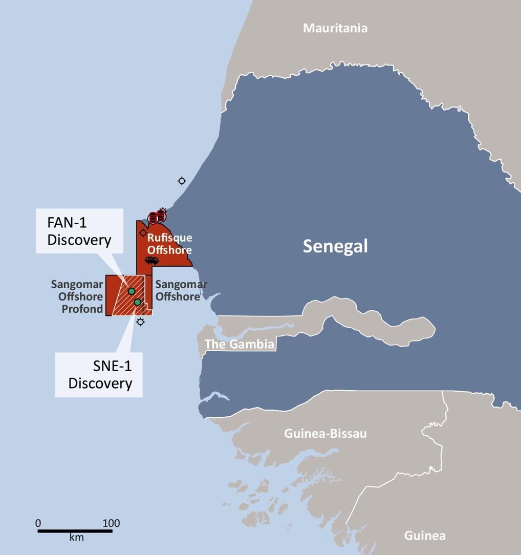 Senegal PSC area 7,490 km 2 : Sangomar, Sangomar Deep and Rufisque blocks US$196M farm-out: Two successful wells plus US$10M in cash to FAR FAN-1 and SNE-1: New world class oil discoveries highlight