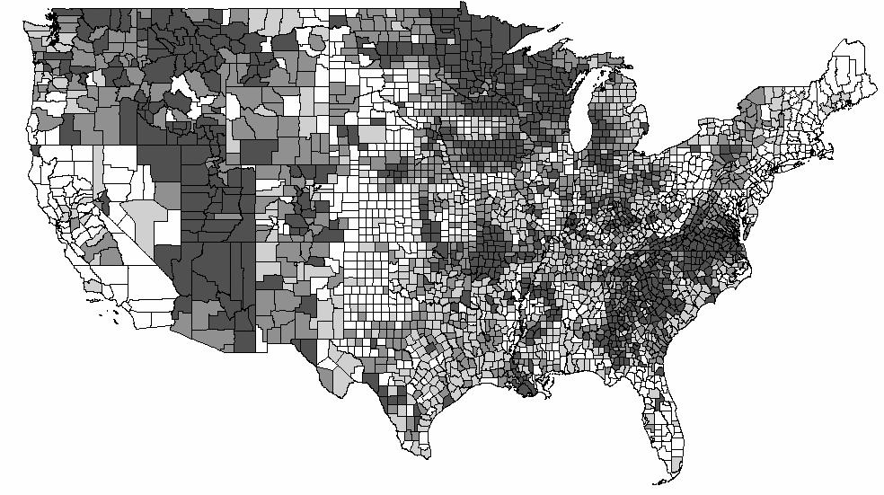 Figure 7 PFFS Enrollees per 1000 Medicare-eligible Individuals by County 2006 Less than 3 enrollees per 1000 eligibles 3 to 15 enrollees per 1000 eligibles 16 to 43 enrollees per 1000 eligibles More