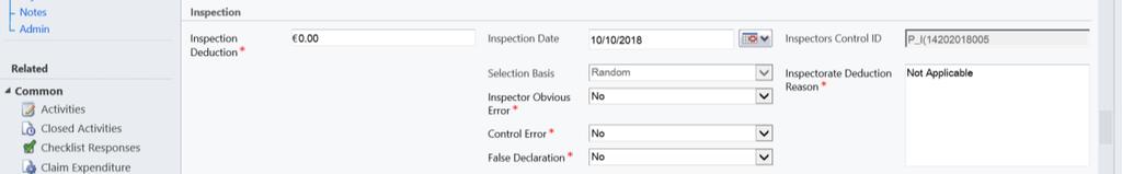 Inspector Control ID Penalty Amount Options The amount of deduction authorised by the Inspector. A comment field for the Inspector to fill in the reason for any deduction.