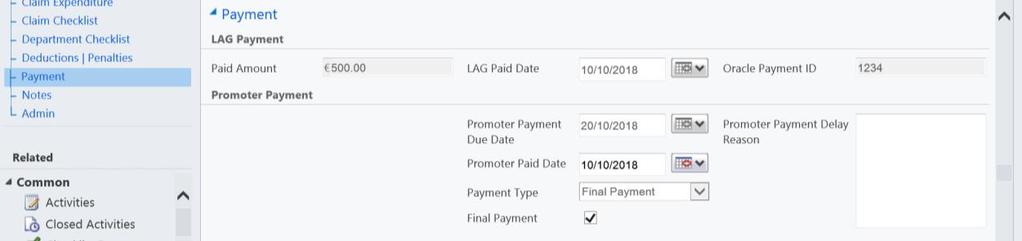 (6) If the Payment Type field is Final Payment then the Final Payment checkbox must be ticked.