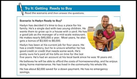 SECTION 1: Getting Ready to Own Your Home LEAD ACTIVITY (15 MINUTES) SCENARIO Try It: Getting Ready to Buy See page 5 in the Participant Guide.