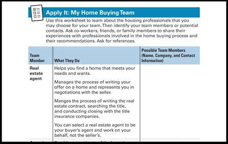 SECTION 3: Getting Help and Buying Your Home SHOW SLIDE 51 DO Add the following if not contributed: Appraiser. Provides an estimate of the home s value.